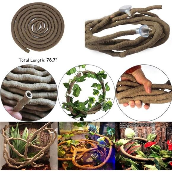 Bearded Dragon Tank Accessories Lizard Large Hammock Jungle Climber Vines - Picture 6 of 8
